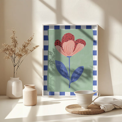 Stylized Flower With Red Petals And Black Dots - Poster / Art Print - interiör