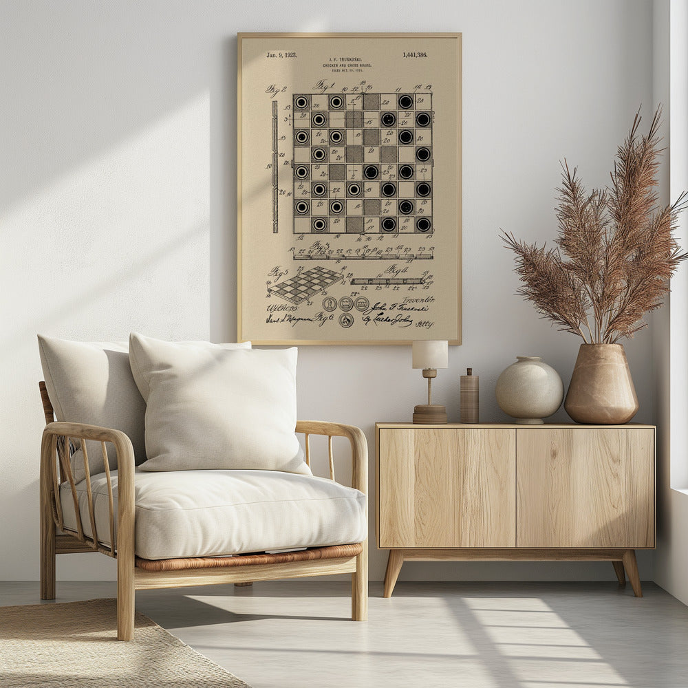 Checker and Chess Board Patent 1921 - Poster / Art Print - interiör