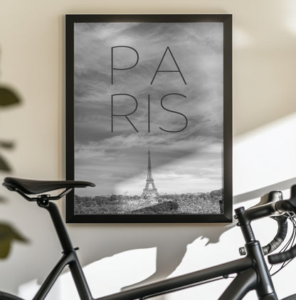 PARIS Eiffel Tower | Text & Skyline - Poster / Art Print - interiör