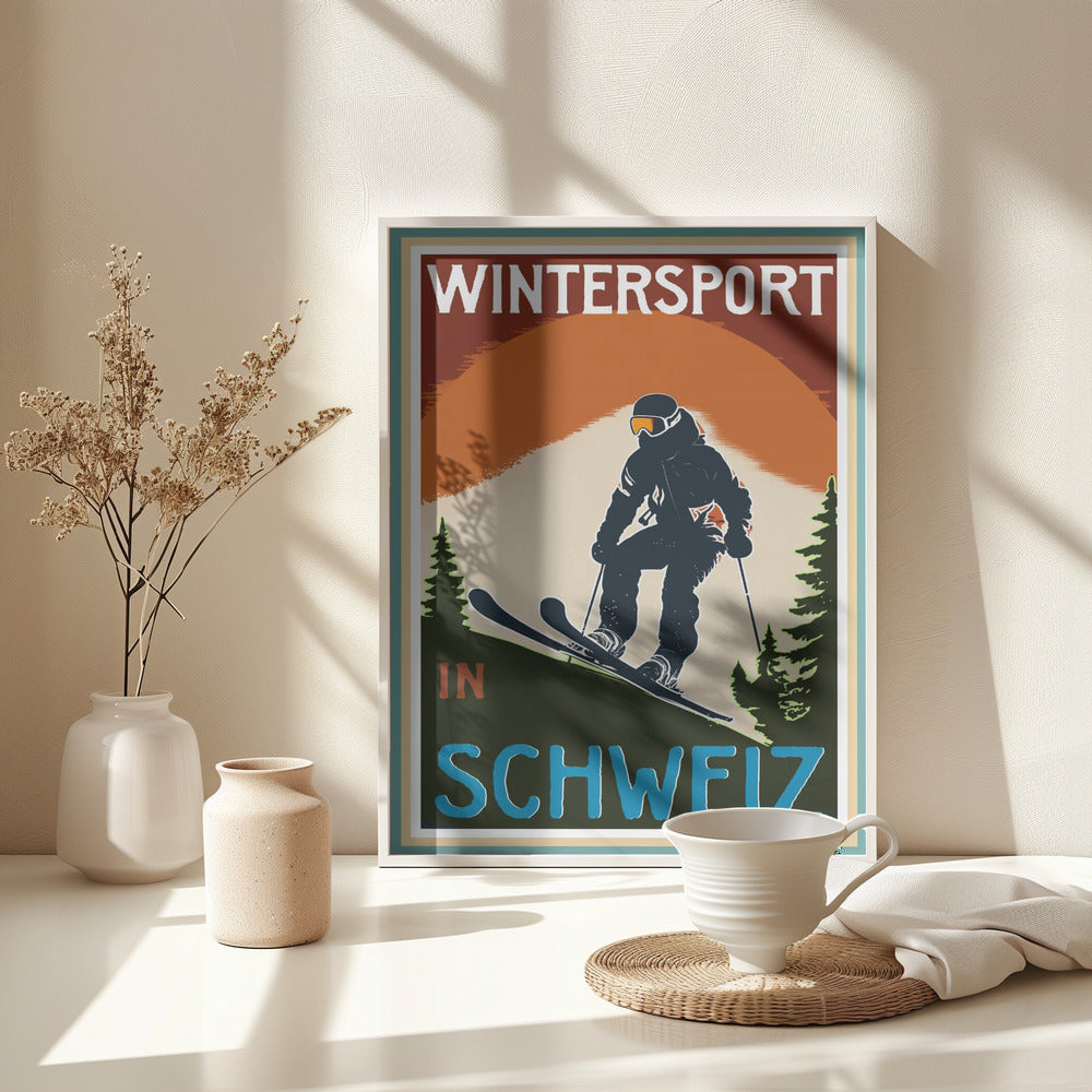 Winter Tourism: Vintage Wintersport In Schweiz - Poster / Art Print - interiör