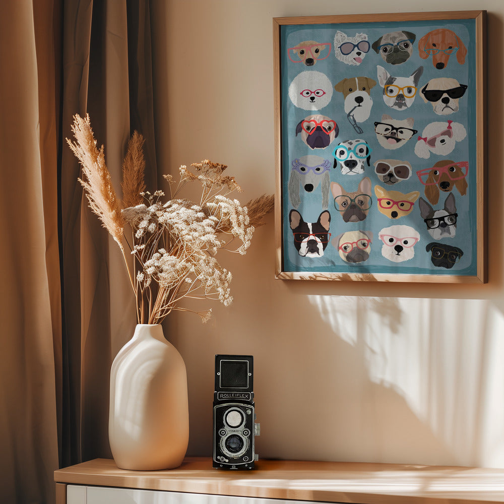 Puzzle Dogs In Glasses - Poster / Art Print - interiör