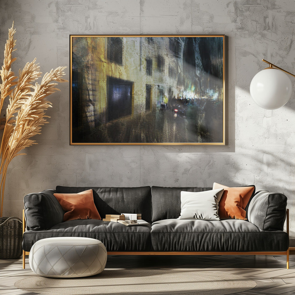 Biker on the alley - Poster / Art Print - interiör