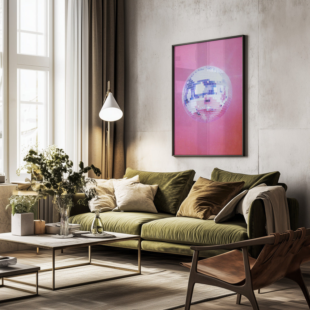 Pink Disco Ball - Poster / Art Print - interiör