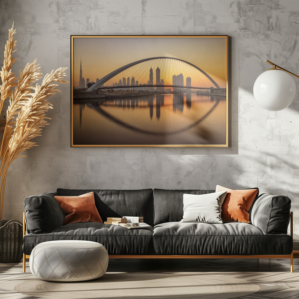 Sunrise at the Dubai Water Canal - Poster / Art Print - interiör