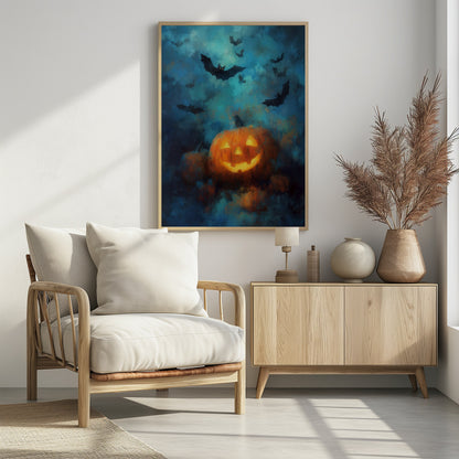 Lantern Pumpkin Halloween Scene (3) - Poster / Art Print - interiör