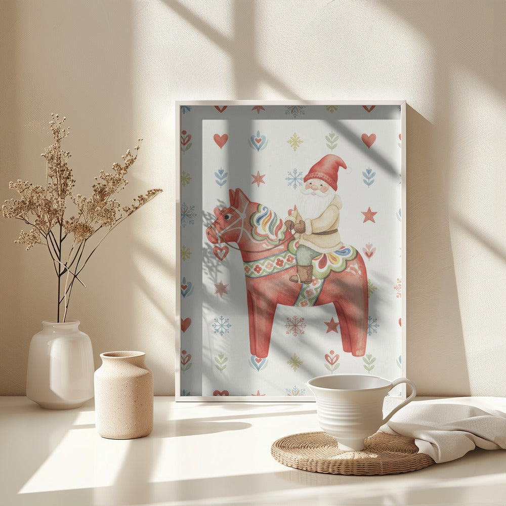 Gnome On Horse - Poster / Art Print - interiör