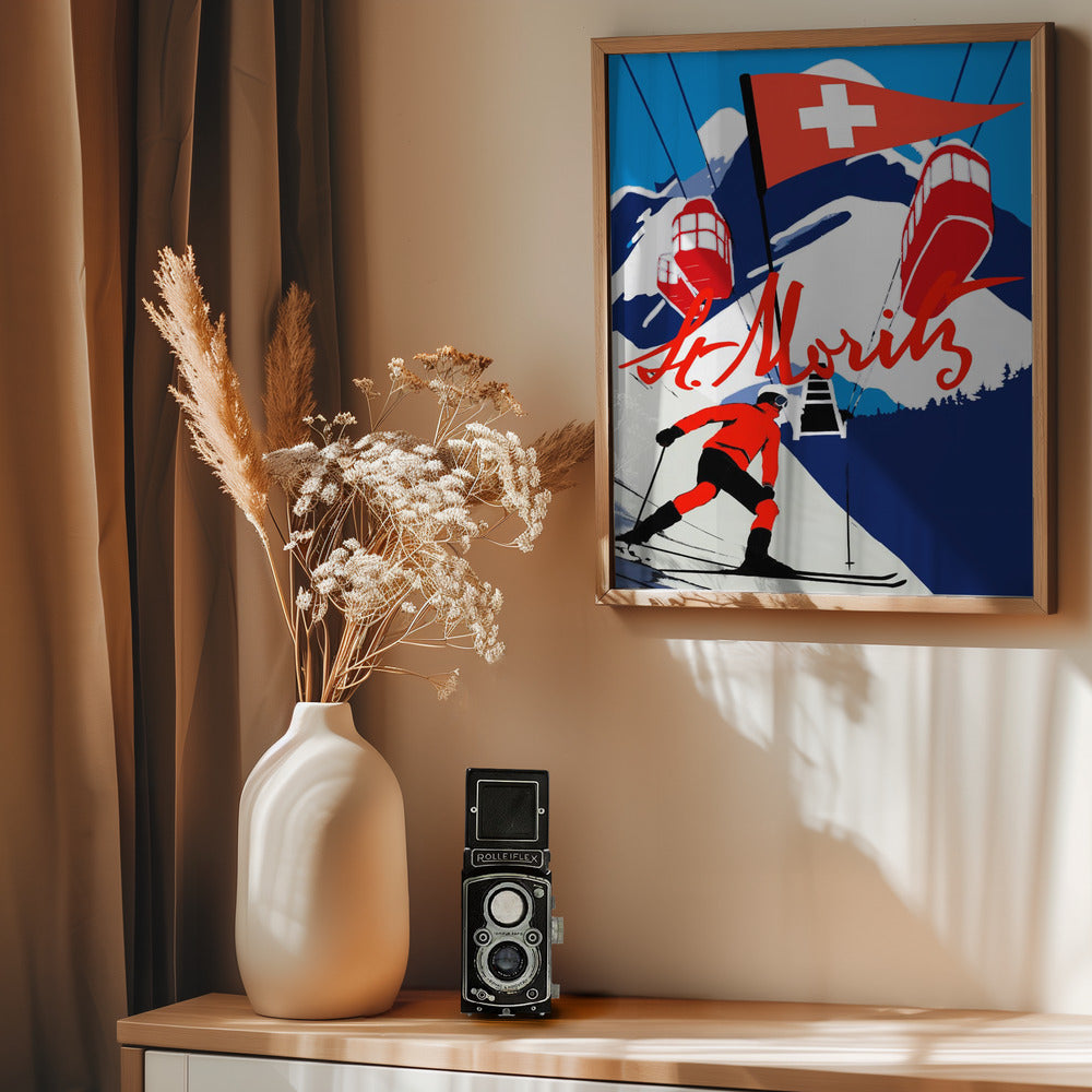 Winter Tourism: Vintage St.Moritz - Poster / Art Print - interiör
