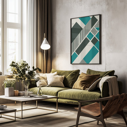 Geometric Teal - Poster / Art Print - interiör