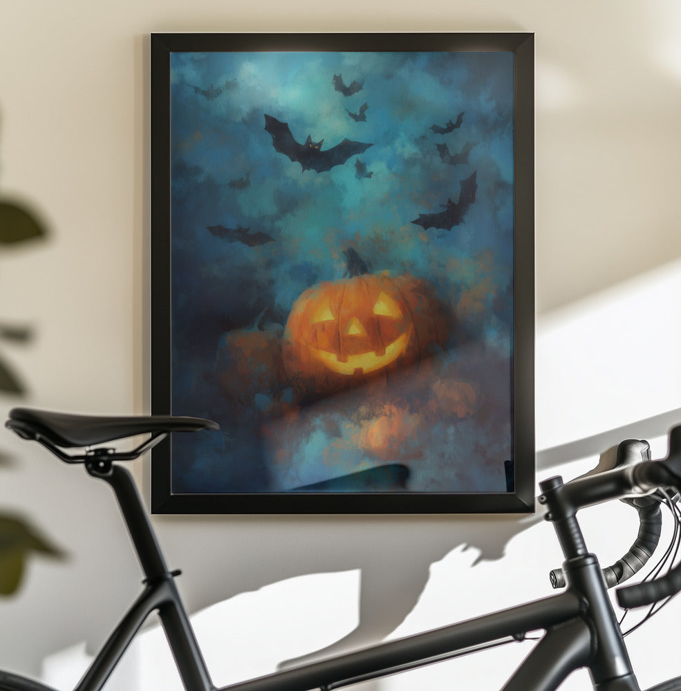 Lantern Pumpkin Halloween Scene (3) - Poster / Art Print - interiör