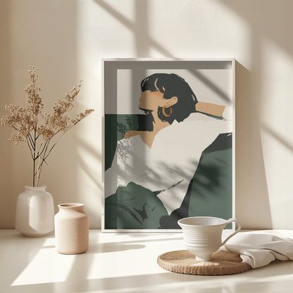 Relaxing woman - Poster / Art Print - interiör