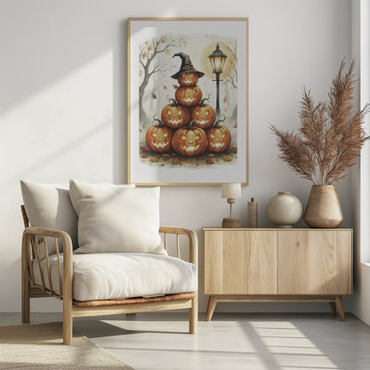Scary Pumpkins Stack - Poster / Art Print - interiör