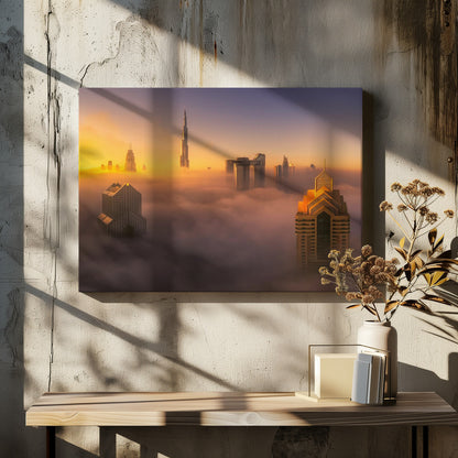 Dubai foggy sunrise in the city A738873 - Poster / Art Print - interiör