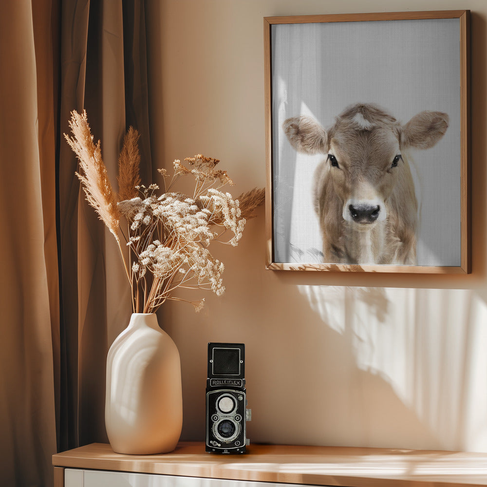 Peekaboo Baby Cow - Poster / Art Print - interiör