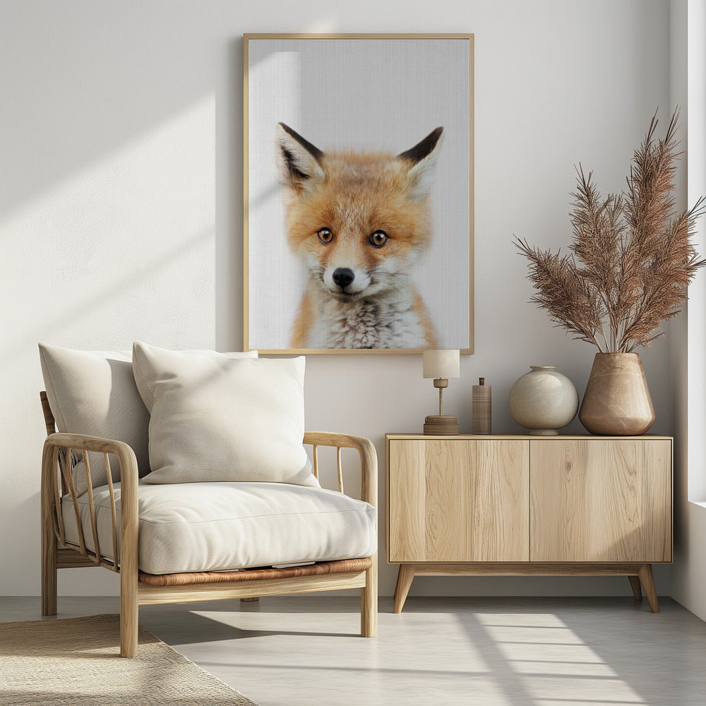 Peekaboo Baby Fox - Poster / Art Print - interiör