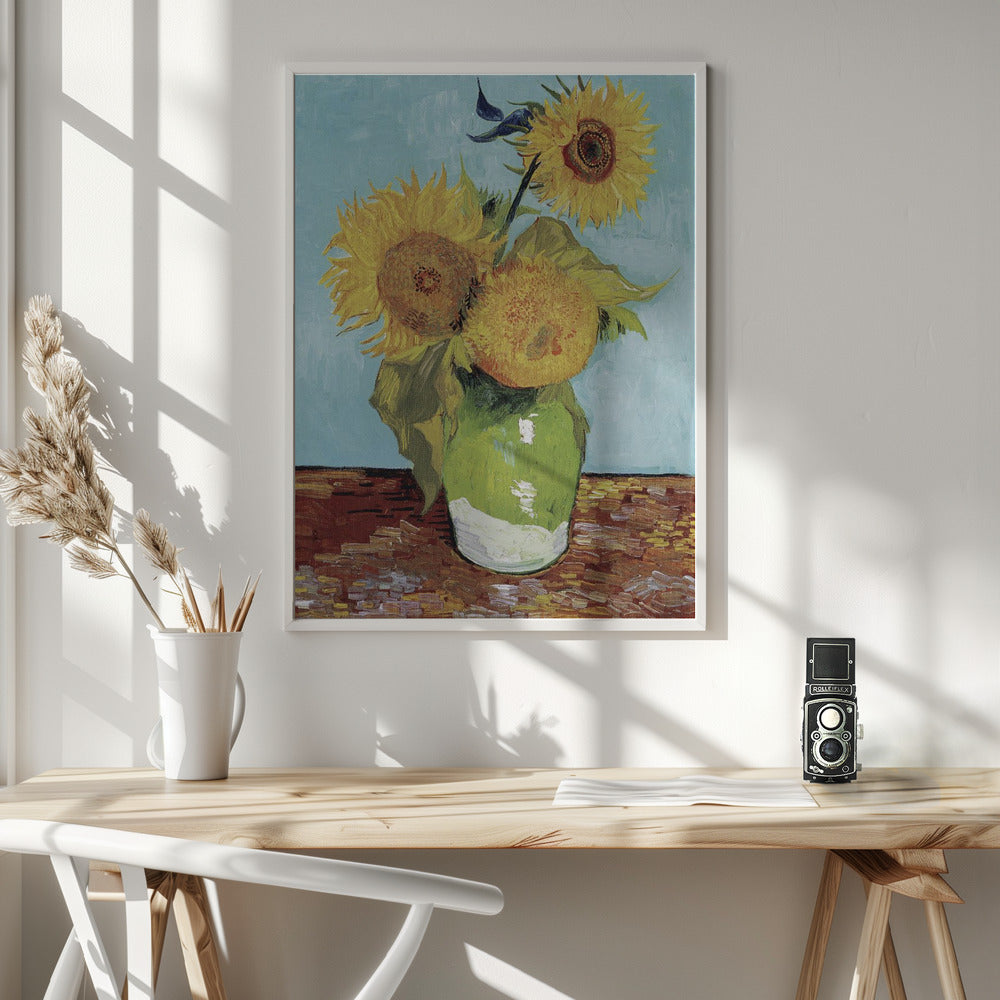 Vase With Three Sunflowers - Poster / Art Print - interiör