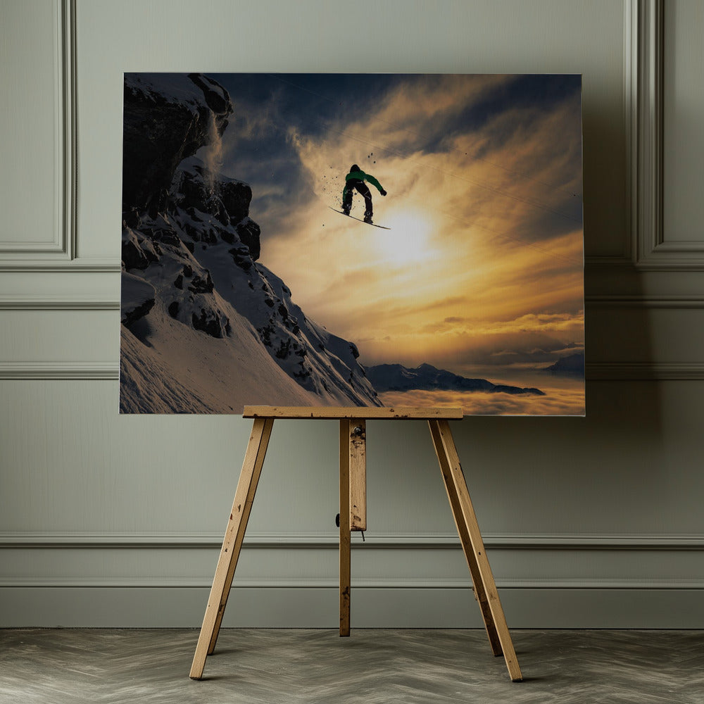 Sunset Snowboarding - Poster / Art Print - interiör