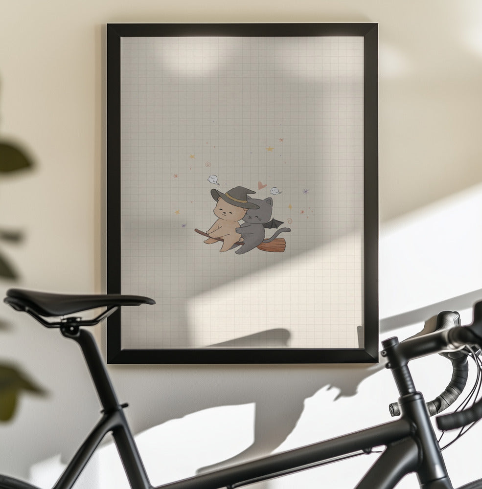 Cat and Dog In Halloween - Poster / Art Print - interiör