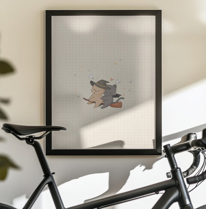 Cat and Dog In Halloween - Poster / Art Print - interiör