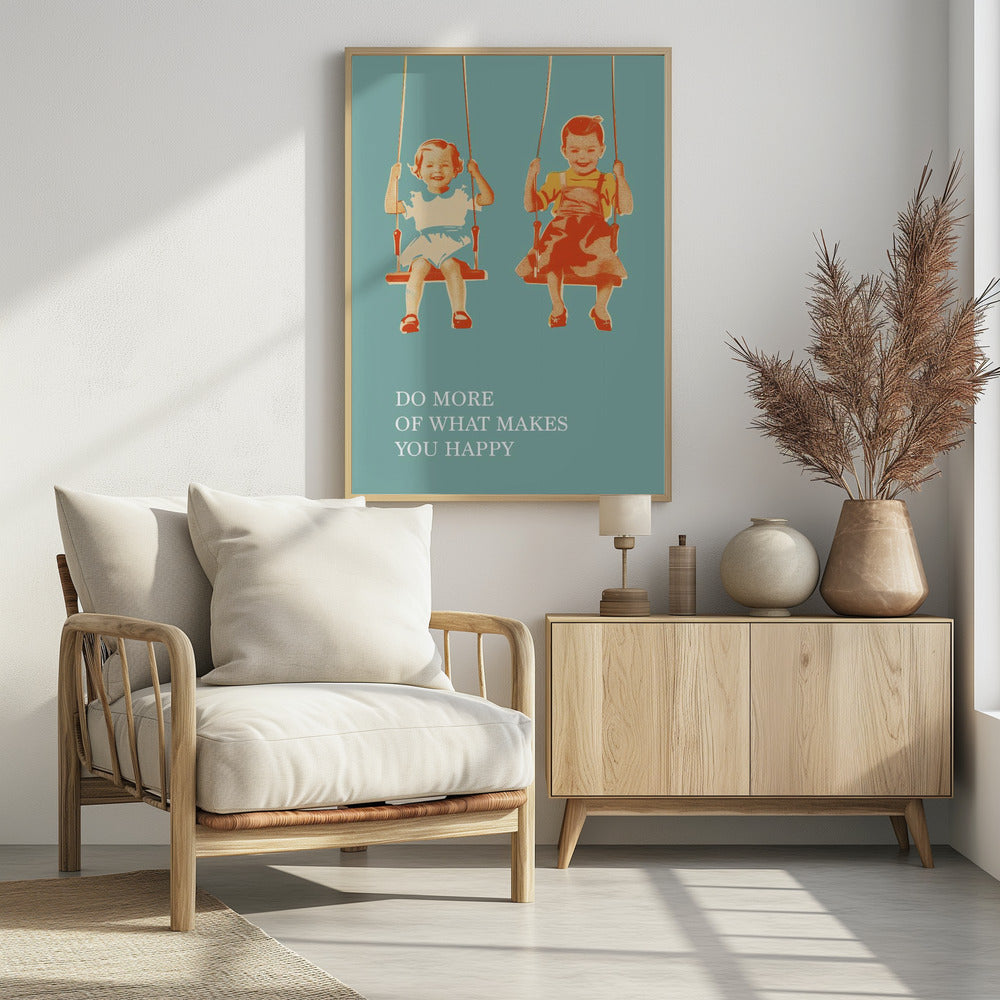 Two Little Girls On Swings - Poster / Art Print - interiör
