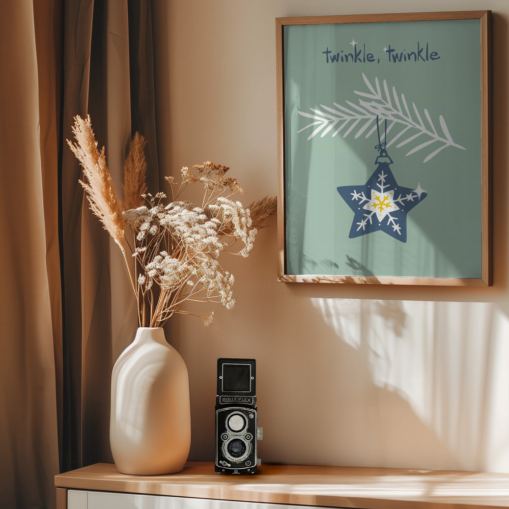 Cheerful twinkle Christmas star mint - Poster / Art Print - interiör