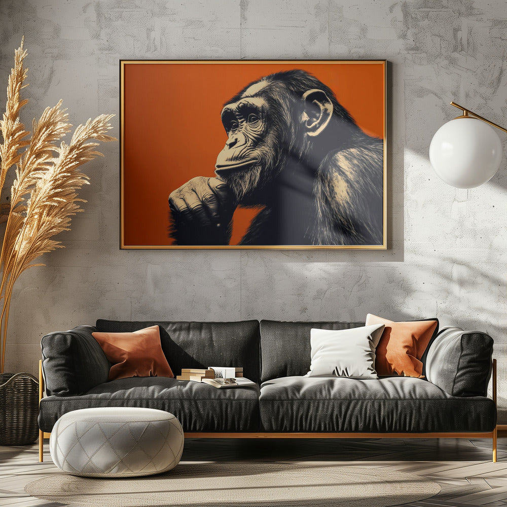 Thinking Monkey - Poster / Art Print - interiör