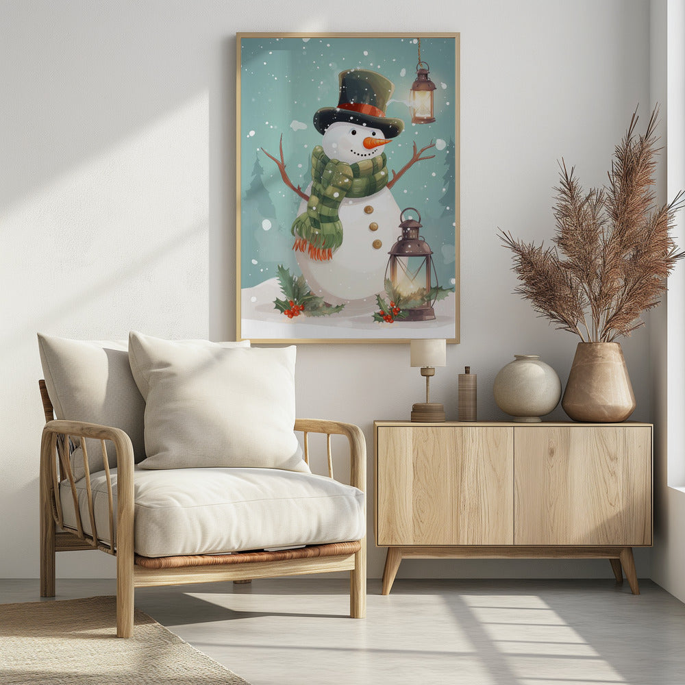 Cute Snowman No 1 - Poster / Art Print - interiör