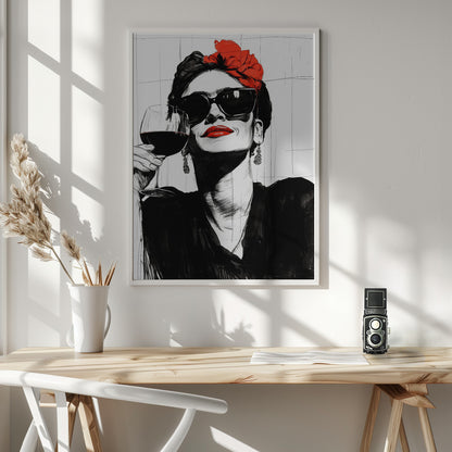 Woman and drink - Poster / Art Print - interiör