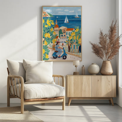 Travel poster woman on the Amalfi coast, Italy - Poster / Art Print - interiör