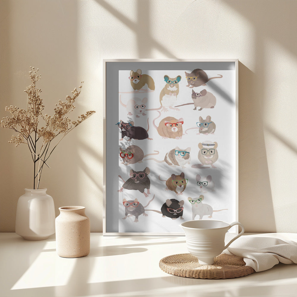 Mice In Glasses - Poster / Art Print - interiör