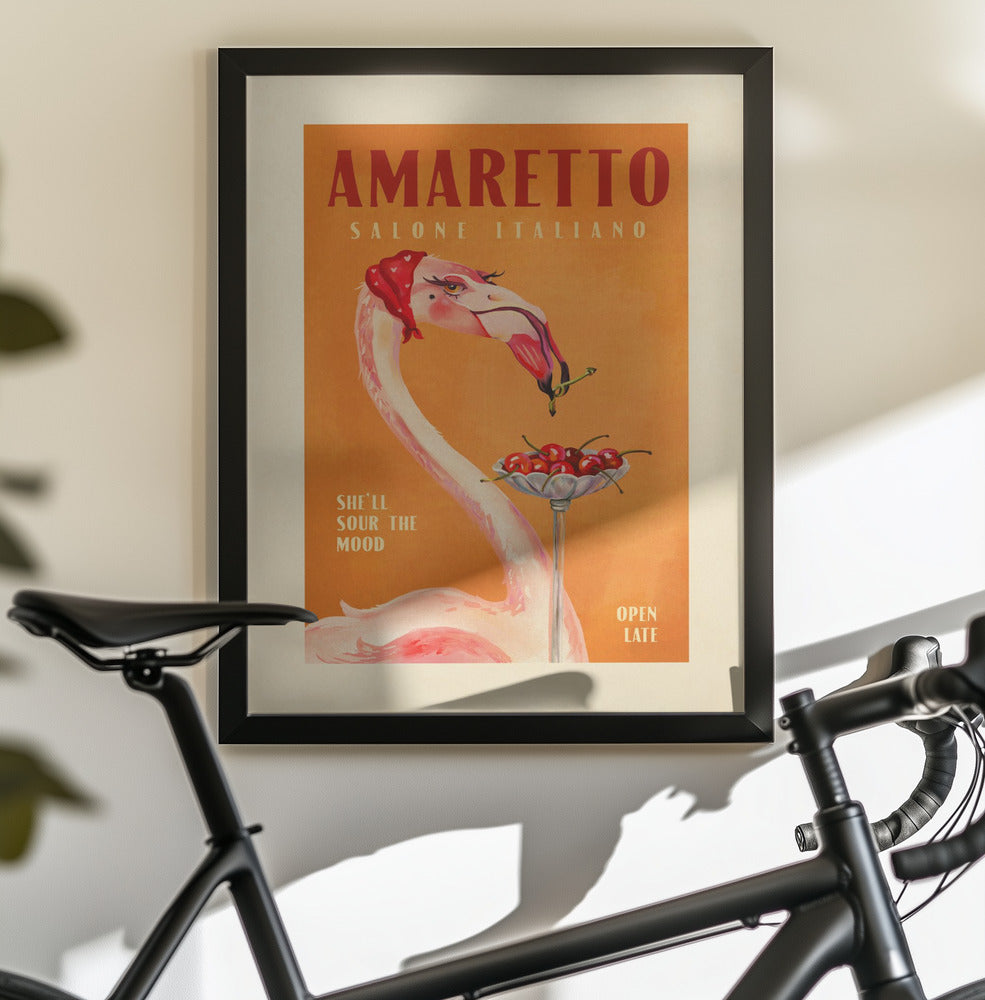 Amaretto Flamingo Art Deco Italian Cafe Travel Art - Poster / Art Print - interiör