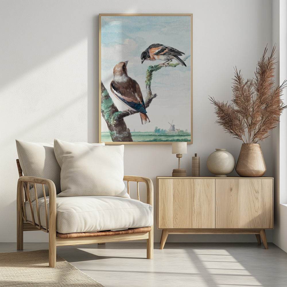 Two Birds  Hawfinch - Poster / Art Print - interiör
