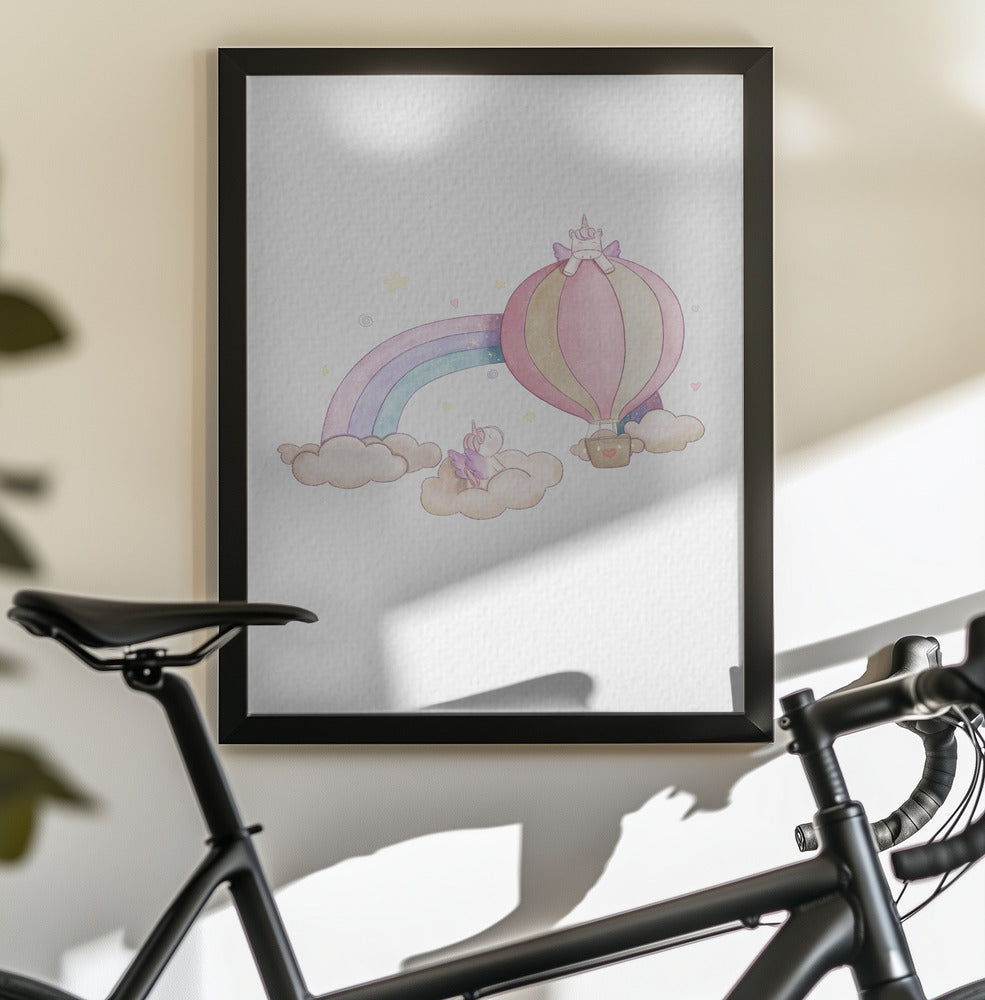 Kawai Cloudy Unicorn - Poster / Art Print - interiör