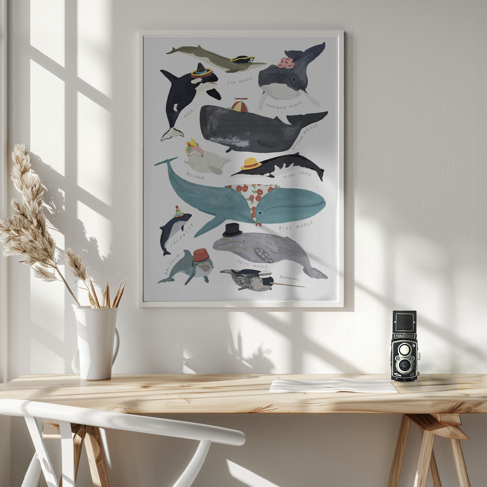 Whales In Hats - Poster / Art Print - interiör
