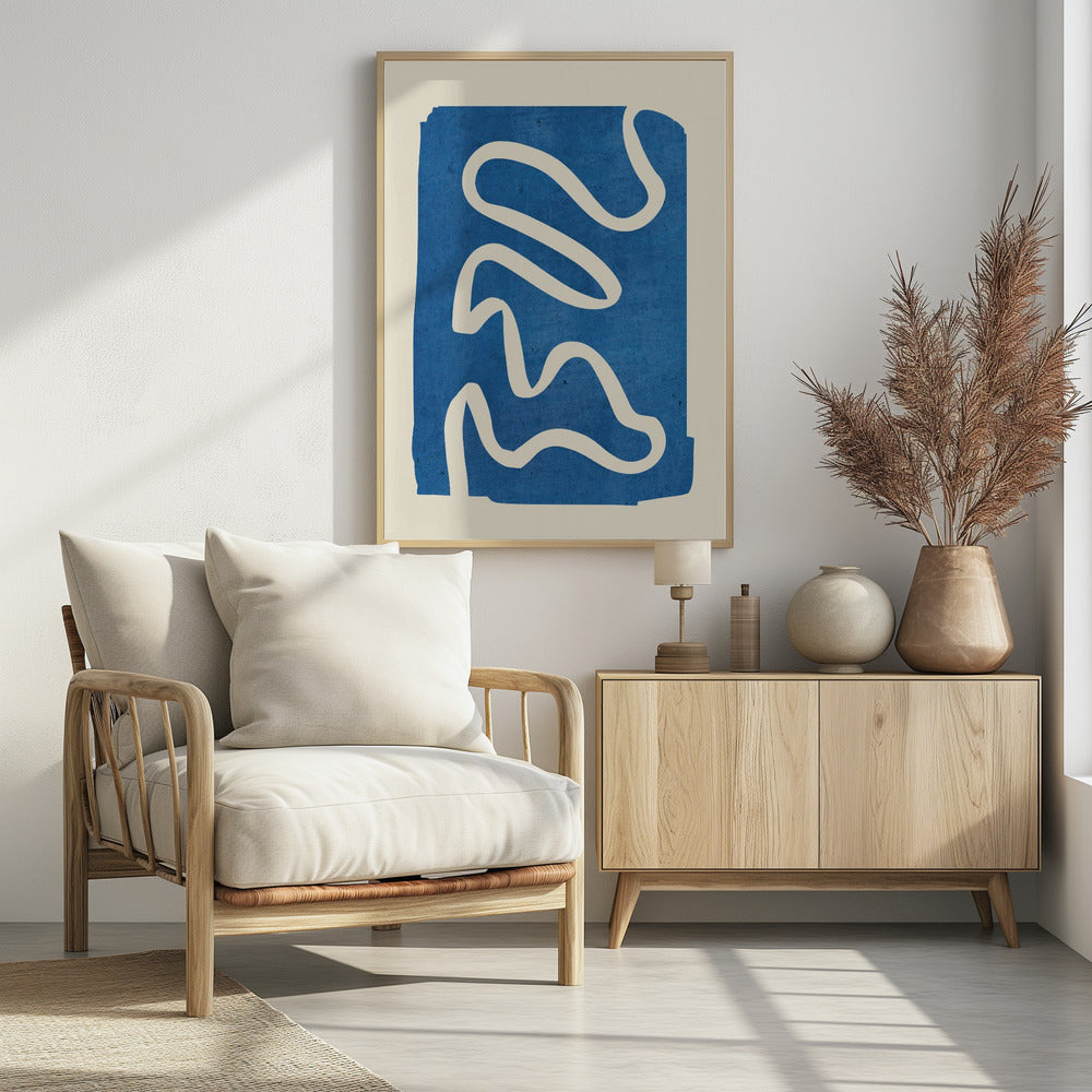 Geometric Abstract Minimal Blue - Poster / Art Print - interiör
