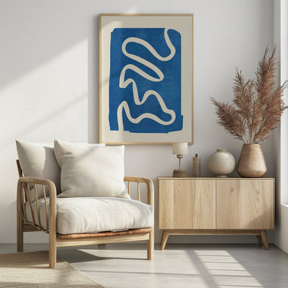 Geometric Abstract Minimal Blue - Poster / Art Print - interiör