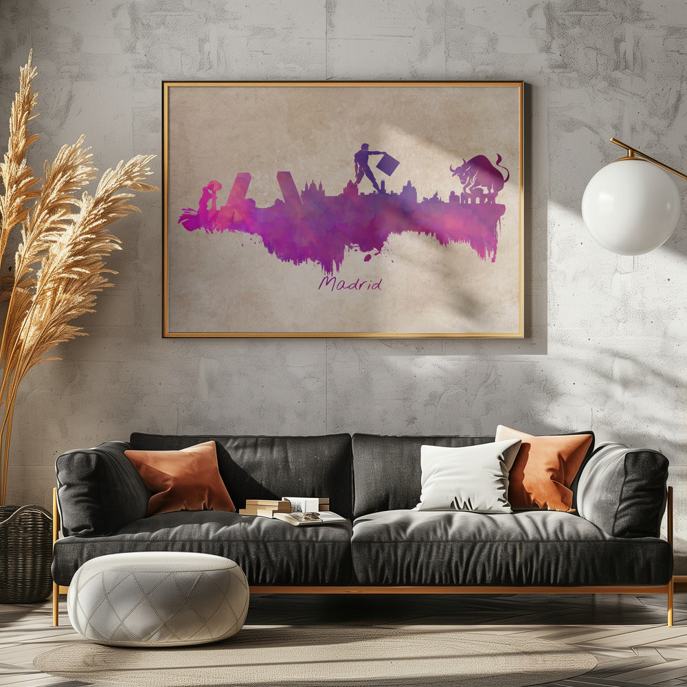 Madrid Spain Skyline City Art (1) - Poster / Art Print - interiör