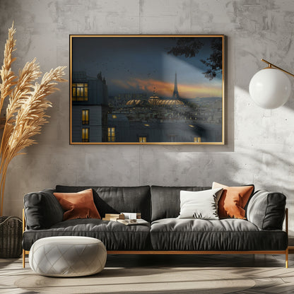 Roofs of Paris at blue hour - Poster / Art Print - interiör