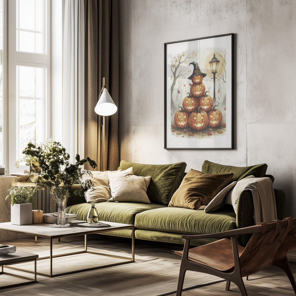 Scary Pumpkins Stack - Poster / Art Print - interiör
