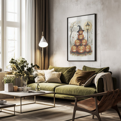 Scary Pumpkins Stack - Poster / Art Print - interiör
