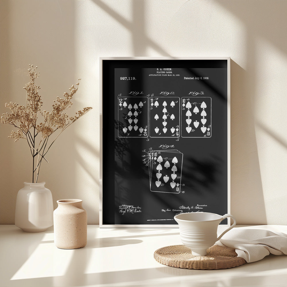 Playing Cards Patent 1909 - Poster / Art Print - interiör