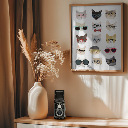 Cats With Glasses - Poster / Art Print - interiör