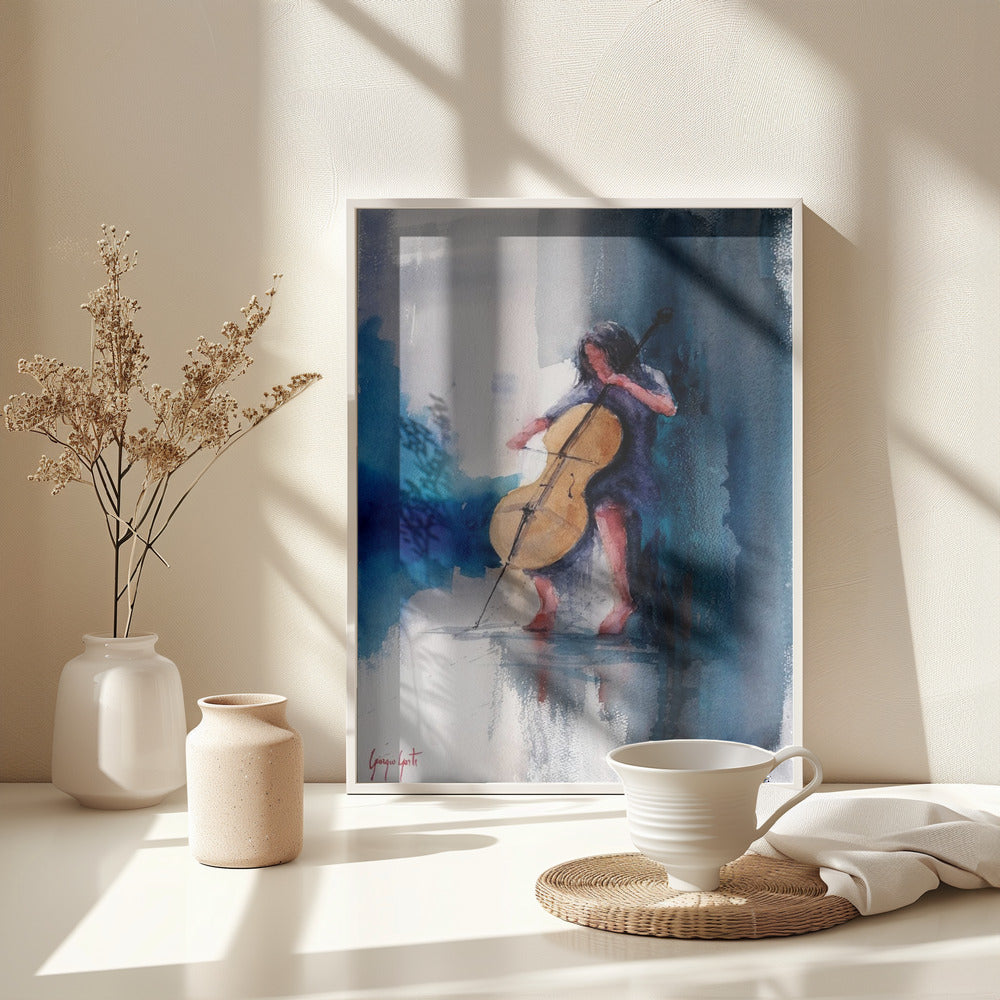 A Musician Playing A Cello - Poster / Art Print - interiör