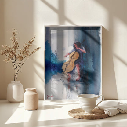 A Musician Playing A Cello - Poster / Art Print - interiör
