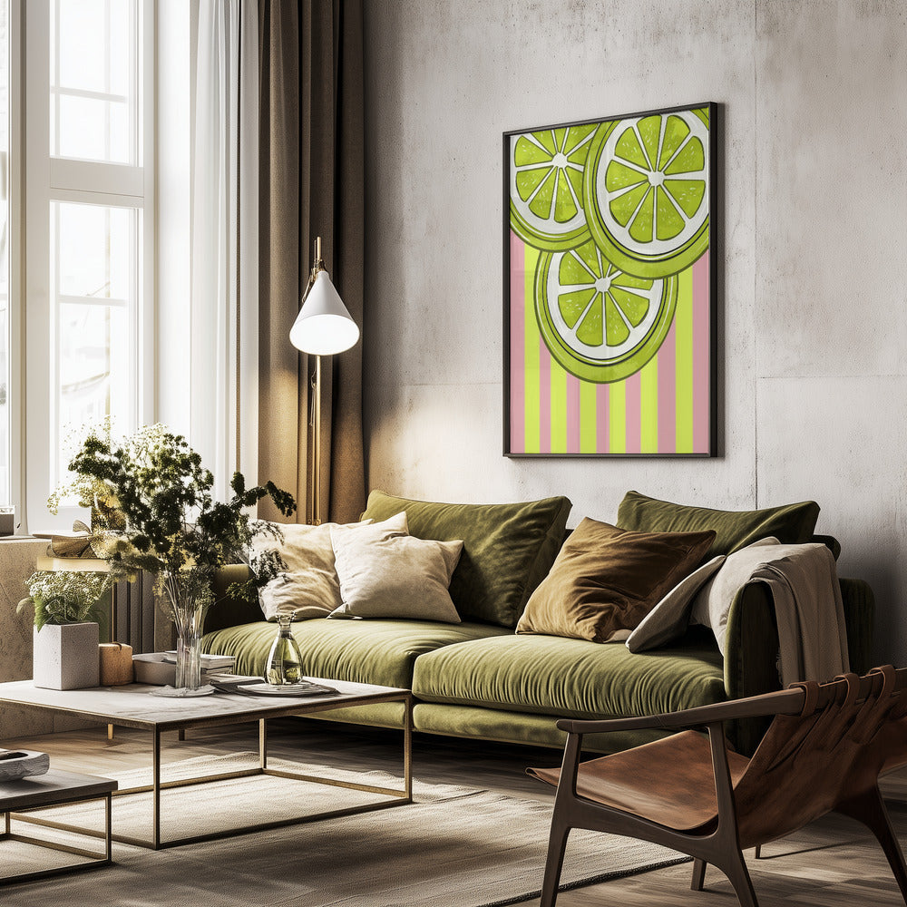 Lime On Pink - Poster / Art Print - interiör