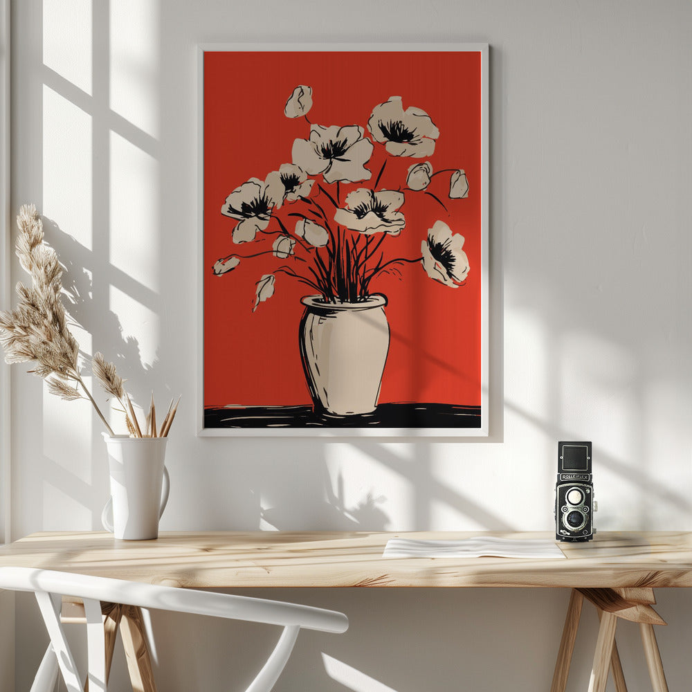 Poppies in a Vase - Poster / Art Print - interiör