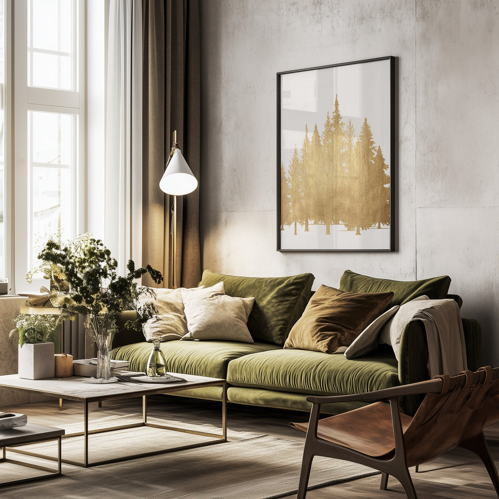 Tannenwald (gold) - Poster / Art Print - interiör