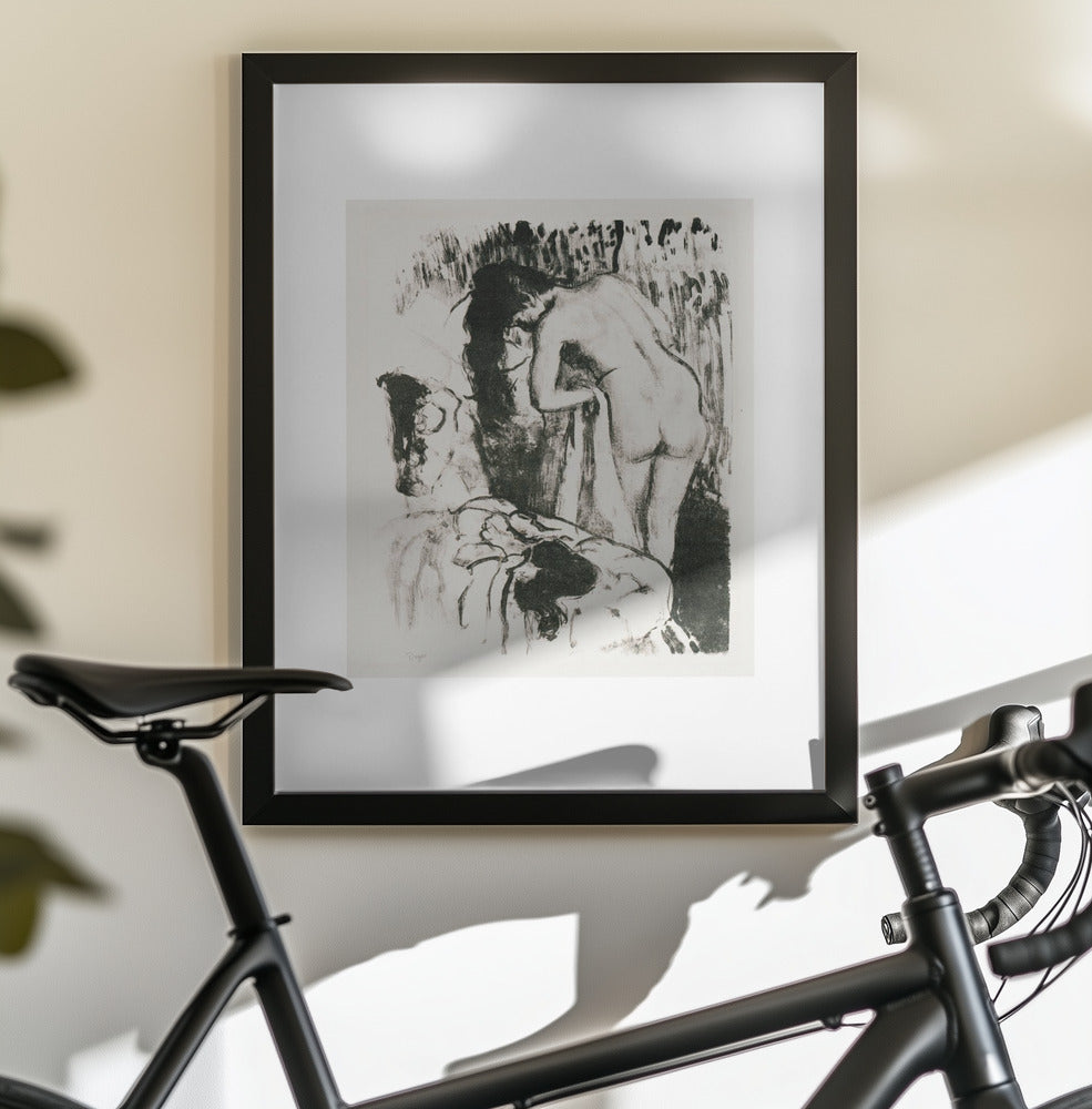 Nude Woman Standing, Drying Herself - Poster / Art Print - interiör