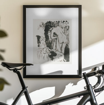 Nude Woman Standing, Drying Herself - Poster / Art Print - interiör