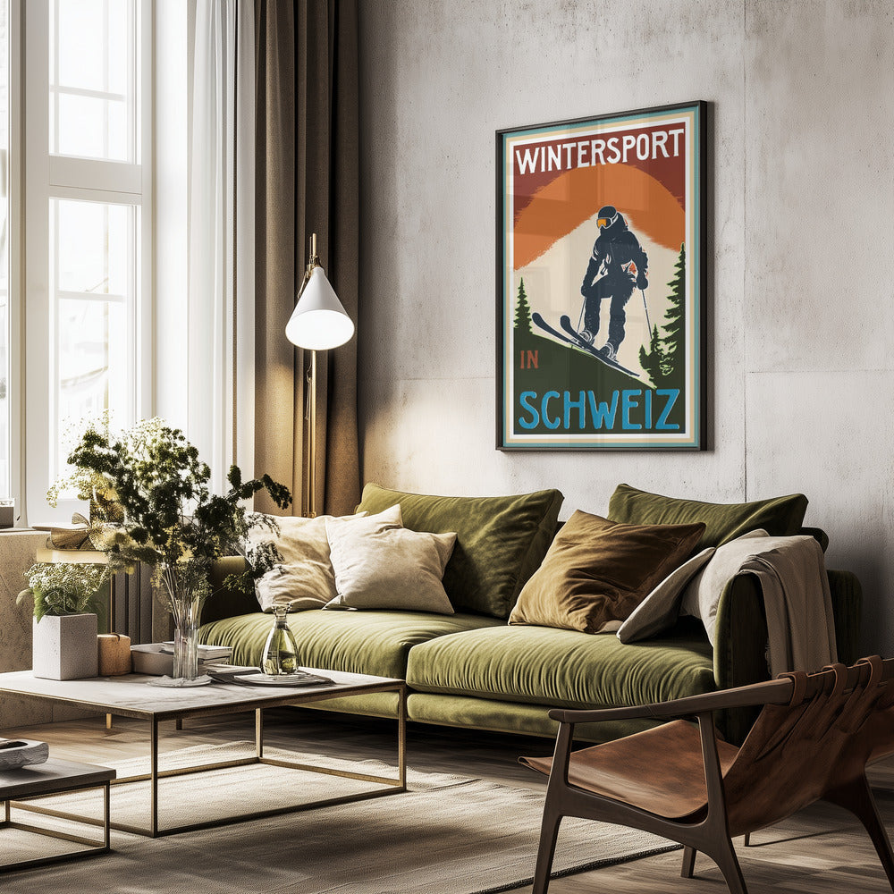 Winter Tourism: Vintage Wintersport In Schweiz - Poster / Art Print - interiör