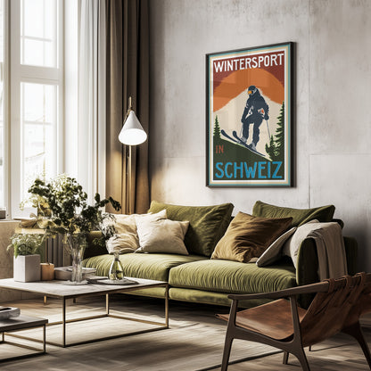 Winter Tourism: Vintage Wintersport In Schweiz - Poster / Art Print - interiör